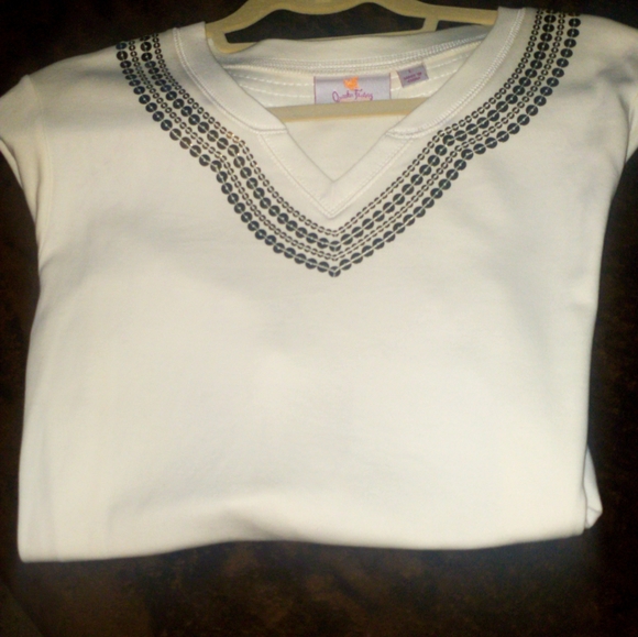 NWT Quaker Factory blouse with gold sequence - Picture 5 of 12